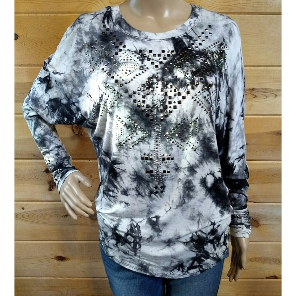 Vocal Tie Dye Glitzy Long Sleeve Top Size S